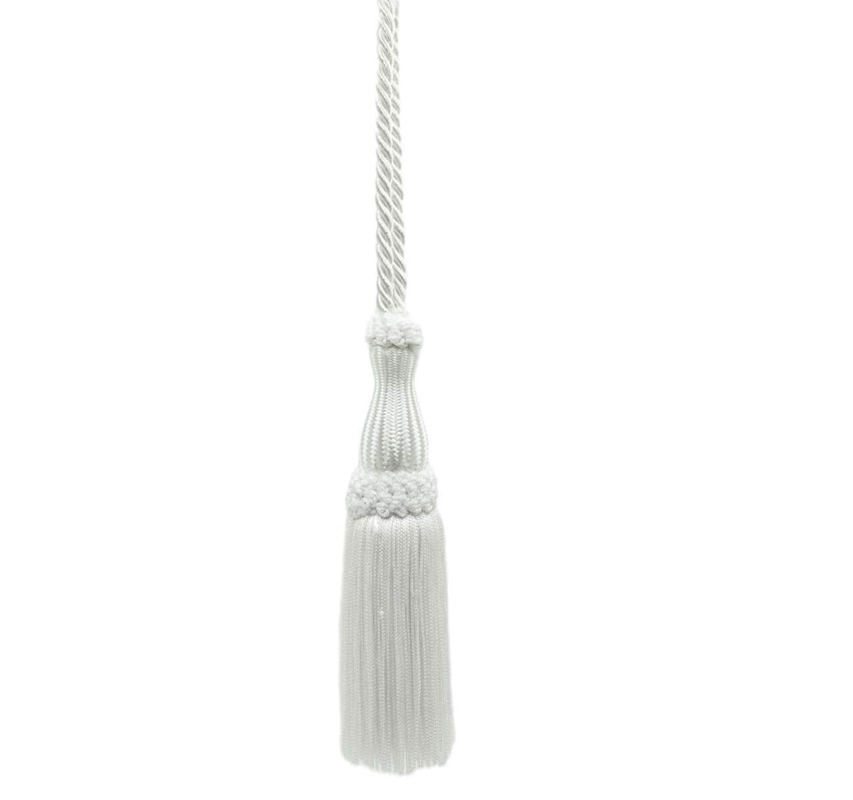 Beautiful White Decorative Chainette Key Tassel, 5 inch Tassel Length, 5 Inch Loop, Color A1 - White